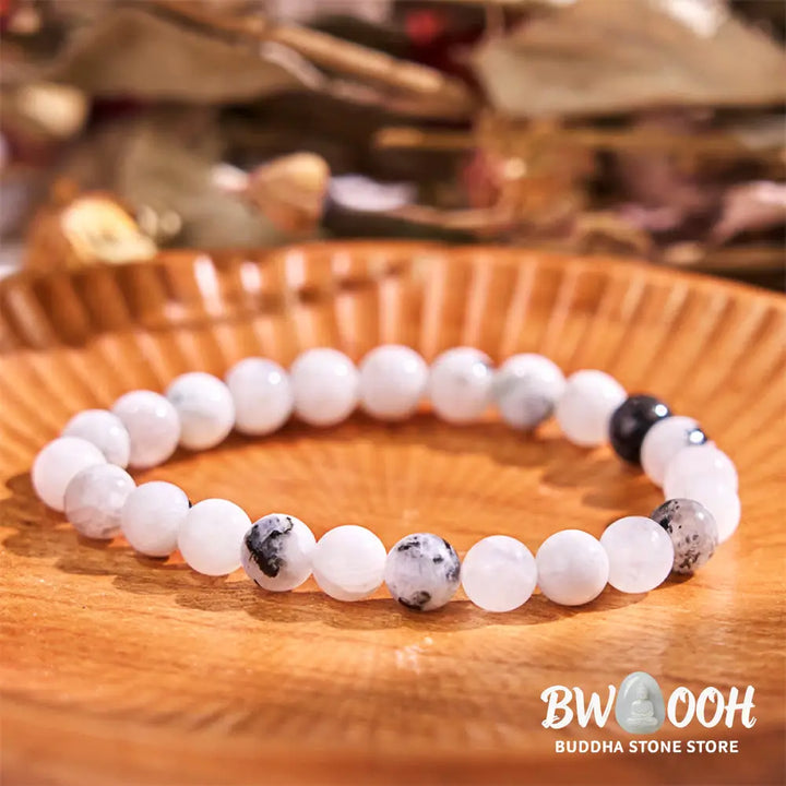 Buddha Stone Rainbow Moonstone Harmony Bracelet - BWOOOH - Rainbow Moonstone(Wrist Circumference: 14-16cm) - Bracelet
