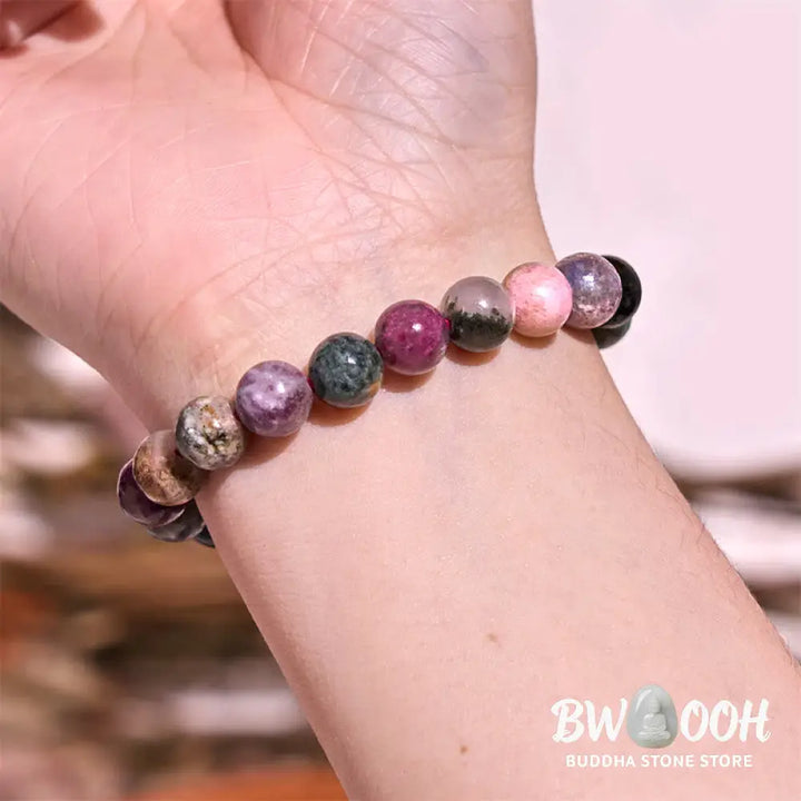 Buddha Stone Rainbow Tourmaline Positive Bracelet - BWOOOH - Tourmaline(Wrist Circumference: 14-16cm) - Bracelet