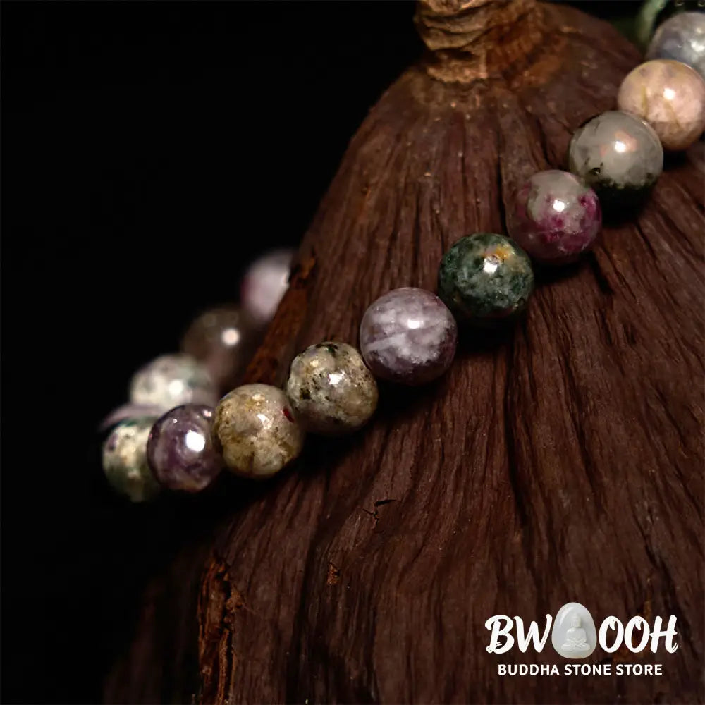 Buddha Stone Rainbow Tourmaline Positive Bracelet - BWOOOH - Tourmaline(Wrist Circumference: 14-16cm) - Bracelet