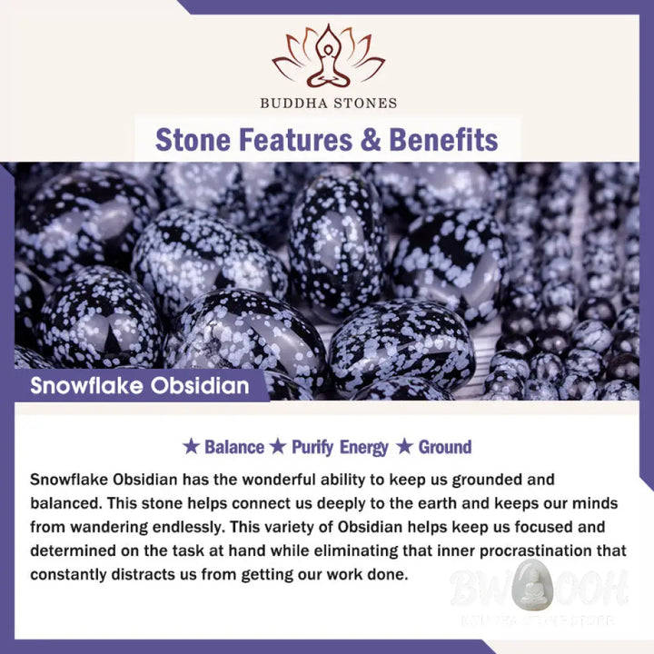 Buddha Stone Snowflake Obsidian Balance Bracelet - BWOOOH - Snowflake Obsidian(Wrist Circumference: 14-16cm) - Bracelet
