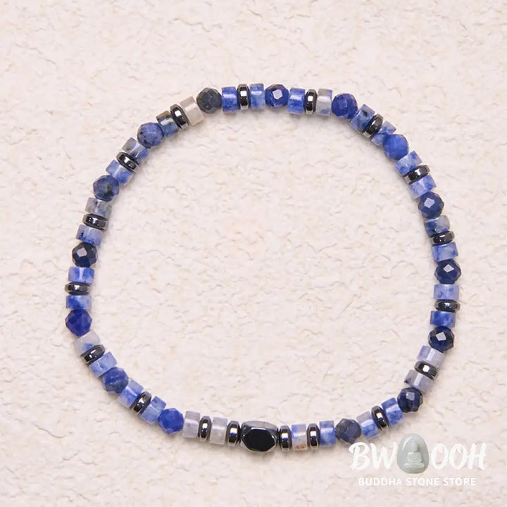 Buddha Stone Sodalite Hematite Blue Aventurine Intuition Bracelet - BWOOOH - Sodalite(Wrist Circumference 15-17cm)