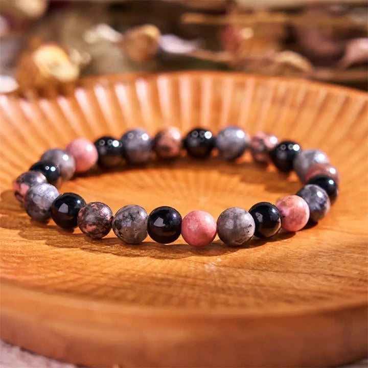 Buddha Stone Various Crystals Malachite Lazurite Lapis Lazuli Hemimorphite Calmness Bracelet - BWOOOH - Rhodonite Black