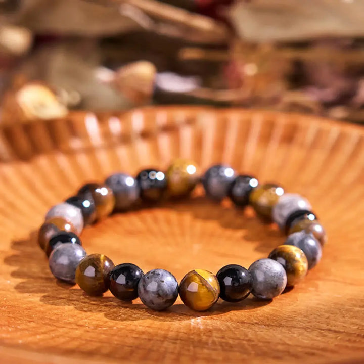 Buddha Stone Various Crystals Malachite Lazurite Lapis Lazuli Hemimorphite Calmness Bracelet - BWOOOH - Tiger Eye Black
