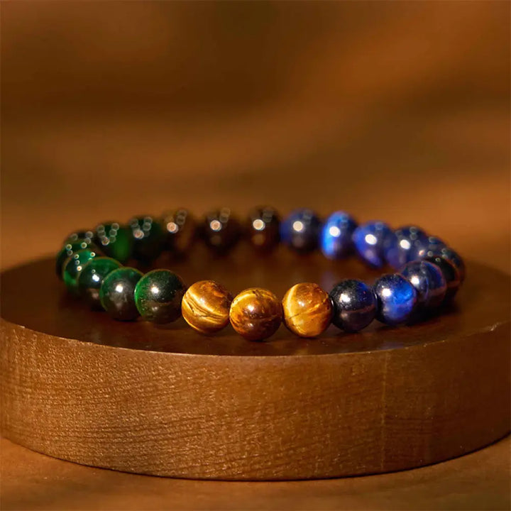 Buddha Stone Various Crystals Malachite Lazurite Lapis Lazuli Hemimorphite Calmness Bracelet - BWOOOH - Yellow Blue