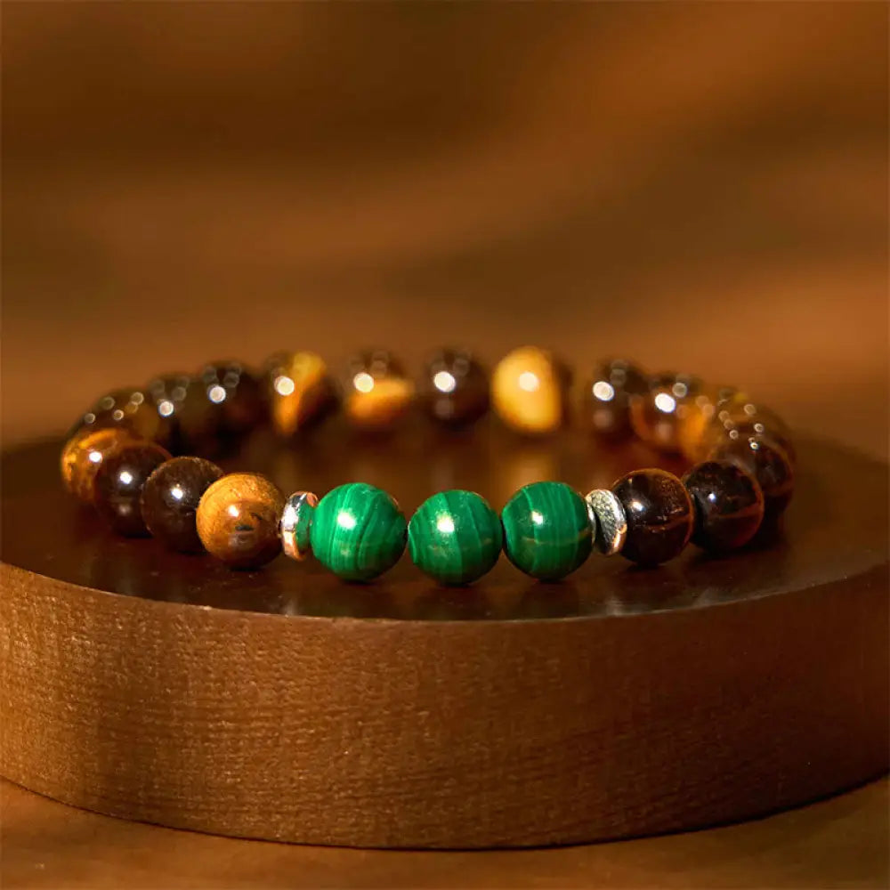 Buddha Stone Various Crystals Malachite Lazurite Lapis Lazuli Hemimorphite Calmness Bracelet - BWOOOH - Yellow Green