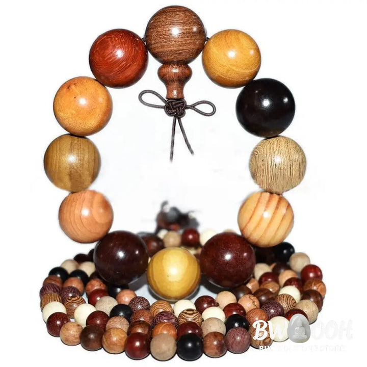 BWOOOH 108 Beads Wenge Wood Mala Blessing Meditation Bracelet, handmade with natural dyed wenge wood for spiritual balance, peace, and protection. - View 7