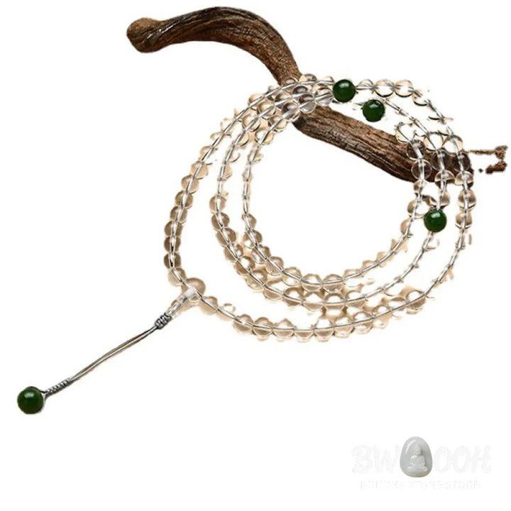 BWOOOH 108 Beads White Crystal Jade Meditation Mala, featuring polished 6mm or 8mm white crystal and jade beads, designed for spiritual balance, enhanced concentration, and deep tranquility. Unisex spiritual accessory. - View 22