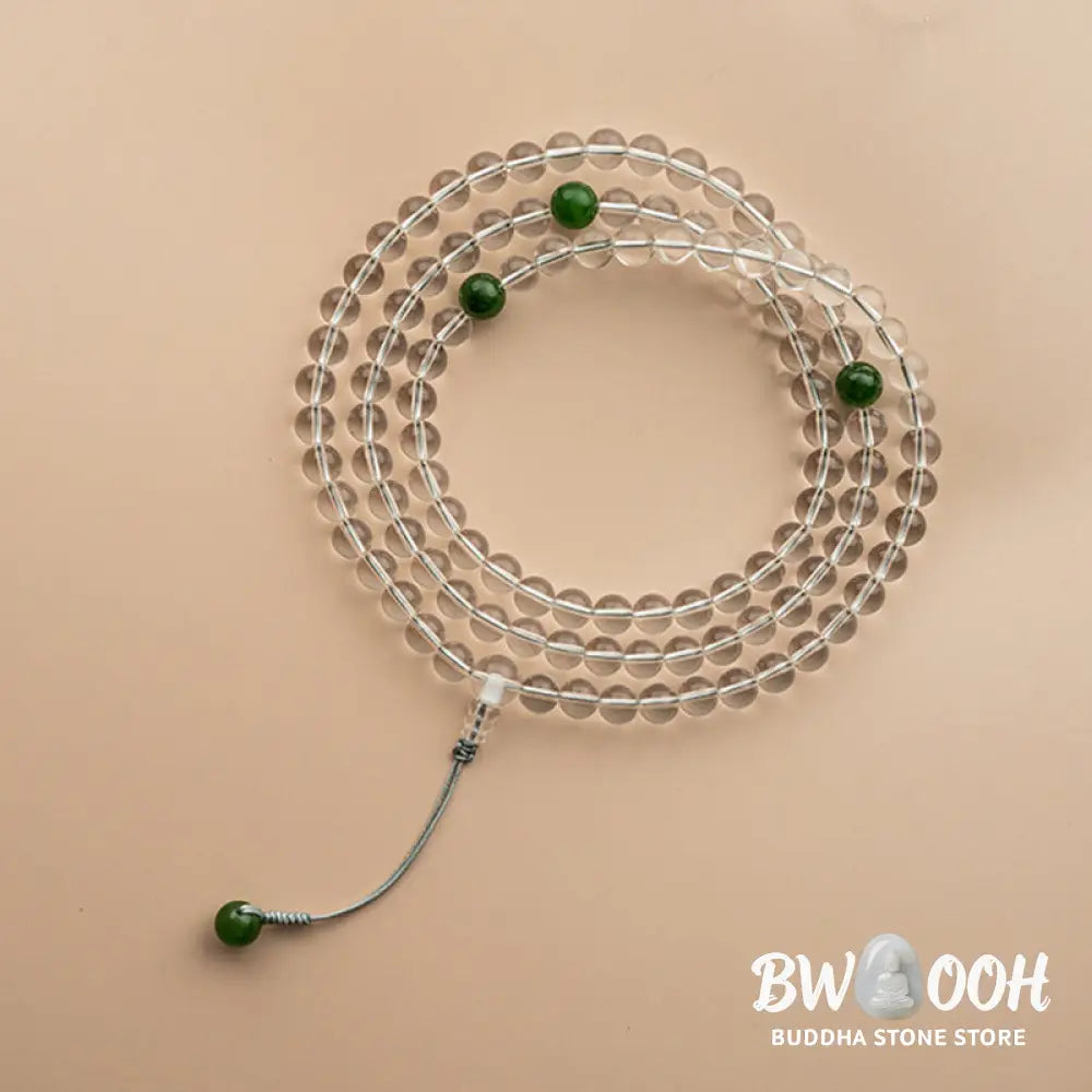 BWOOOH 108 Beads White Crystal Jade Meditation Mala, featuring polished 6mm or 8mm white crystal and jade beads, designed for spiritual balance, enhanced concentration, and deep tranquility. Unisex spiritual accessory. - View 19