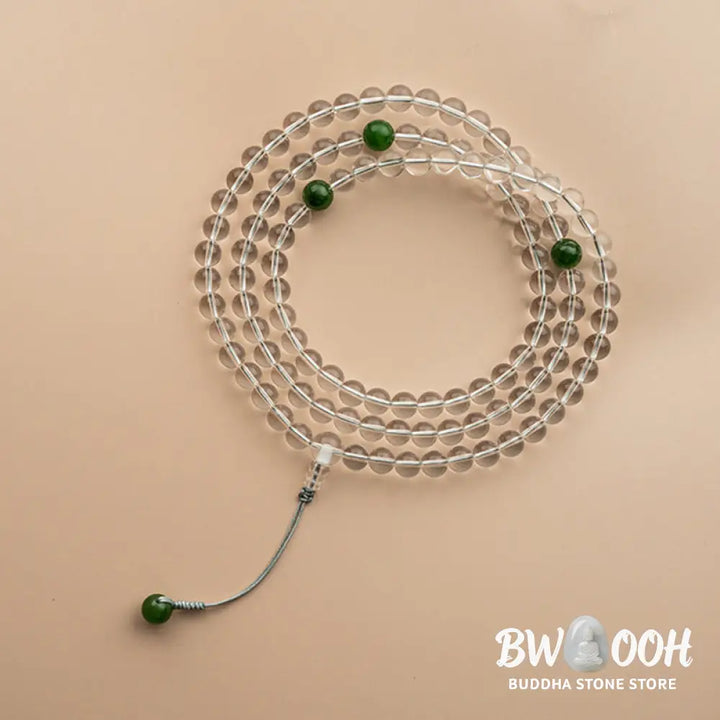 BWOOOH 108 Beads White Crystal Jade Meditation Mala, featuring polished 6mm or 8mm white crystal and jade beads, designed for spiritual balance, enhanced concentration, and deep tranquility. Unisex spiritual accessory. - View 19