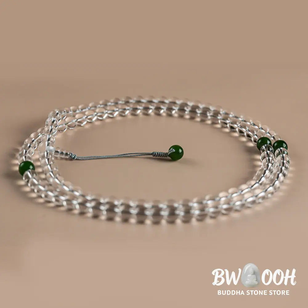 BWOOOH 108 Beads White Crystal Jade Meditation Mala, featuring polished 6mm or 8mm white crystal and jade beads, designed for spiritual balance, enhanced concentration, and deep tranquility. Unisex spiritual accessory. - View 12