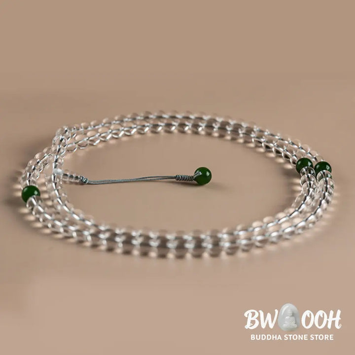 BWOOOH 108 Beads White Crystal Jade Meditation Mala, featuring polished 6mm or 8mm white crystal and jade beads, designed for spiritual balance, enhanced concentration, and deep tranquility. Unisex spiritual accessory. - View 12