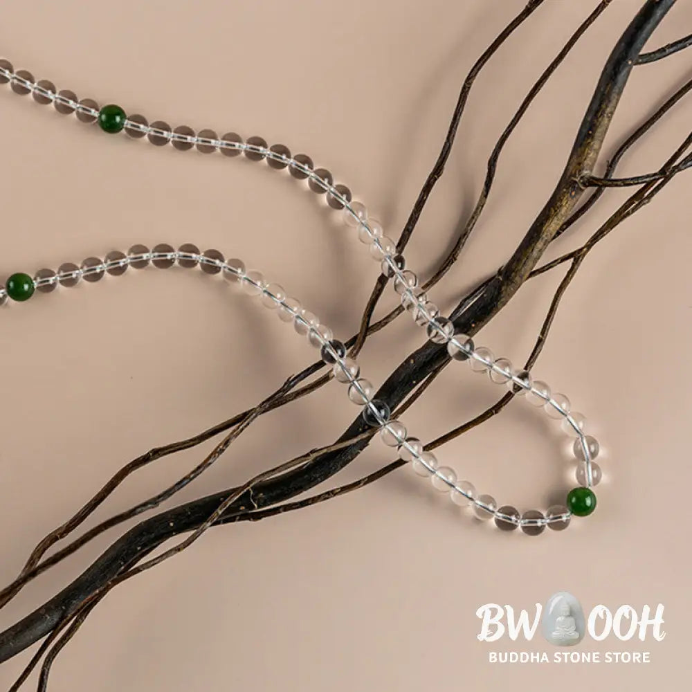 BWOOOH 108 Beads White Crystal Jade Meditation Mala, featuring polished 6mm or 8mm white crystal and jade beads, designed for spiritual balance, enhanced concentration, and deep tranquility. Unisex spiritual accessory. - View 18