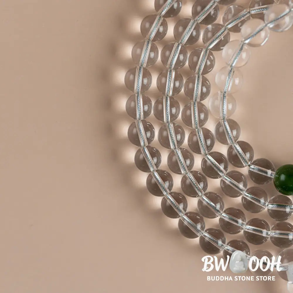 BWOOOH 108 Beads White Crystal Jade Meditation Mala, featuring polished 6mm or 8mm white crystal and jade beads, designed for spiritual balance, enhanced concentration, and deep tranquility. Unisex spiritual accessory. - View 20