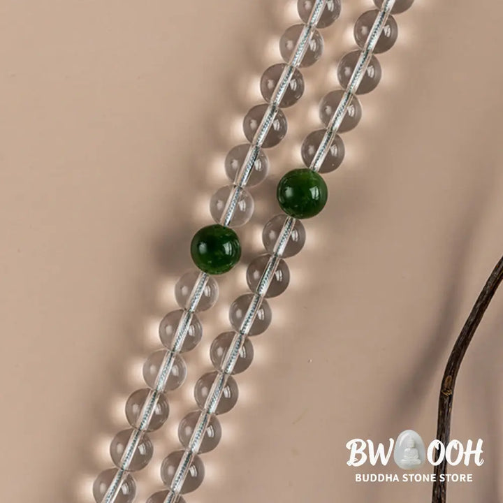 BWOOOH 108 Beads White Crystal Jade Meditation Mala, featuring polished 6mm or 8mm white crystal and jade beads, designed for spiritual balance, enhanced concentration, and deep tranquility. Unisex spiritual accessory. - View 17