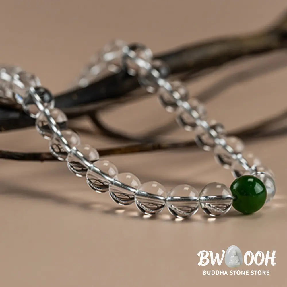 BWOOOH 108 Beads White Crystal Jade Meditation Mala, featuring polished 6mm or 8mm white crystal and jade beads, designed for spiritual balance, enhanced concentration, and deep tranquility. Unisex spiritual accessory. - View 13