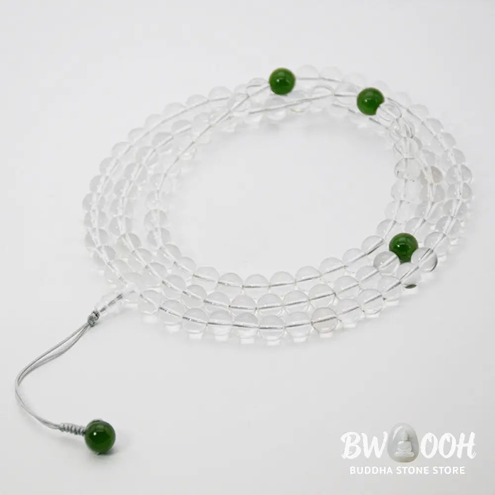 BWOOOH 108 Beads White Crystal Jade Meditation Mala, featuring polished 6mm or 8mm white crystal and jade beads, designed for spiritual balance, enhanced concentration, and deep tranquility. Unisex spiritual accessory. - View 21