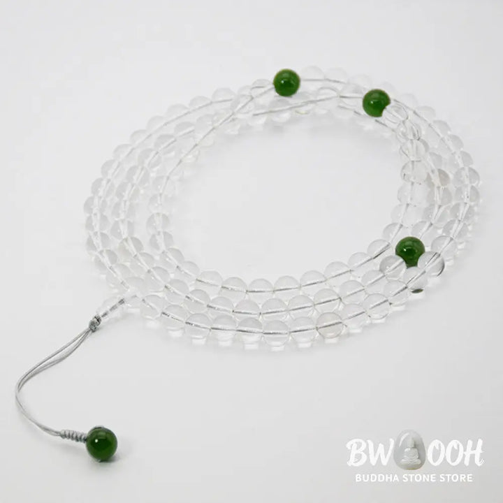 BWOOOH 108 Beads White Crystal Jade Meditation Mala, featuring polished 6mm or 8mm white crystal and jade beads, designed for spiritual balance, enhanced concentration, and deep tranquility. Unisex spiritual accessory. - View 21