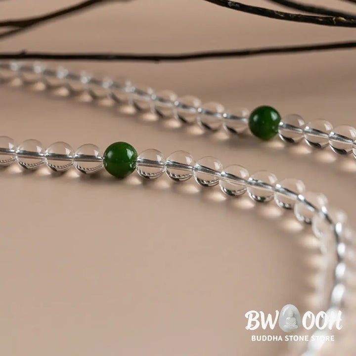 BWOOOH 108 Beads White Crystal Jade Meditation Mala, featuring polished 6mm or 8mm white crystal and jade beads, designed for spiritual balance, enhanced concentration, and deep tranquility. Unisex spiritual accessory. - View 14
