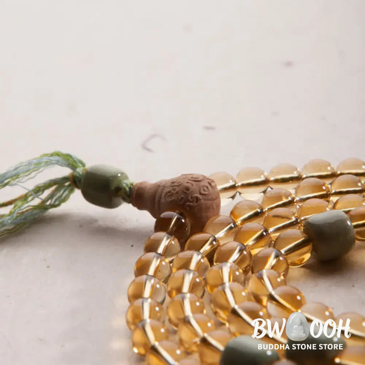 BWOOOH 108 Mala Protection Prosperity Bracelet featuring 6.5-7mm natural Citrine, Sandalwood, and Turquoise beads with 925 Sterling Silver accents on a premium elastic string, suitable for 15-16cm wrists. Ideal for mindfulness and spiritual balance. - View 16