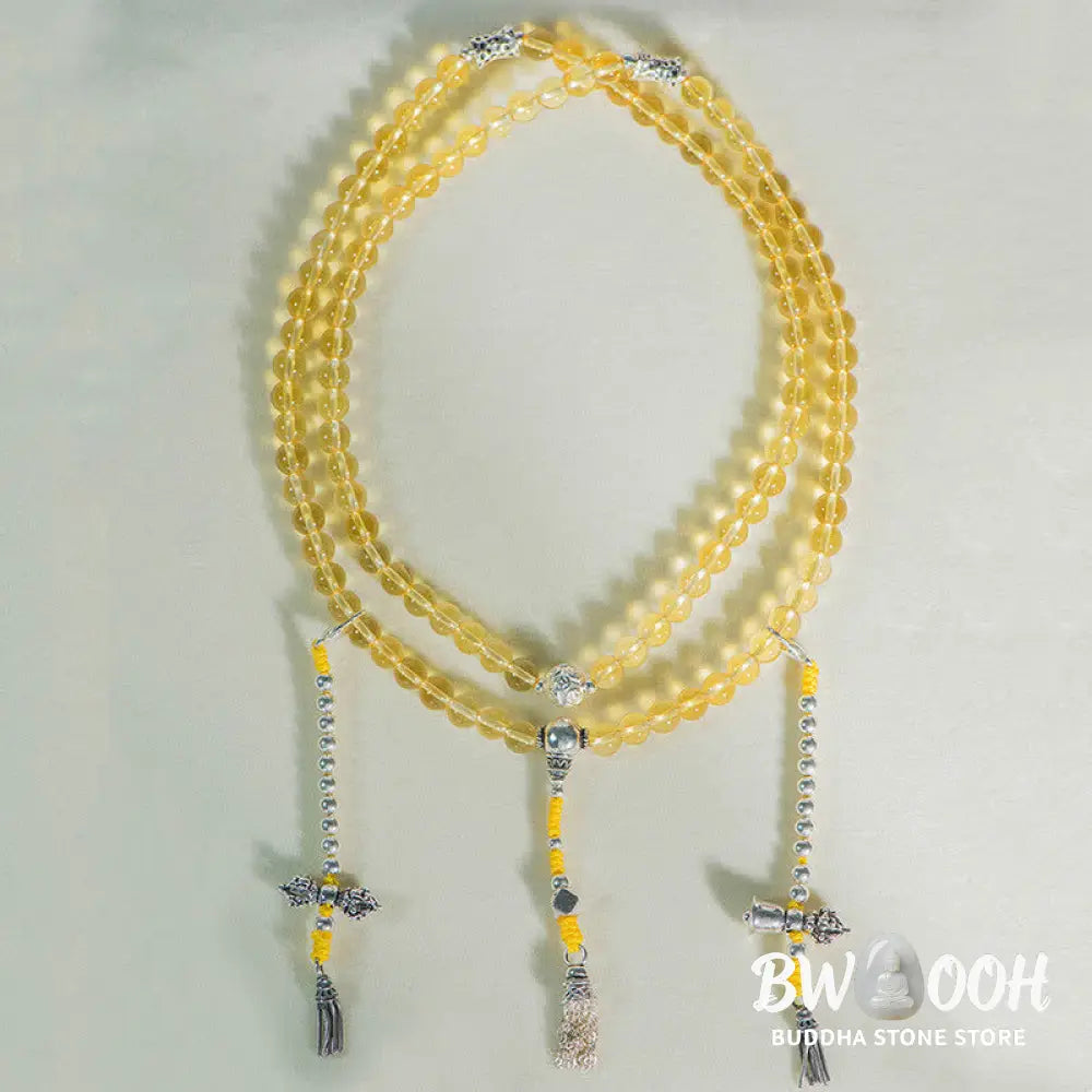 BWOOOH 108 Mala Beads bracelet, 6mm natural Citrine, Red Agate, White Jade, and 925 Sterling Silver beads. Features a sterling silver Lotus charm, symbolizing enlightenment and resilience. Elastic string, ideal for meditation and intention setting. - View 25