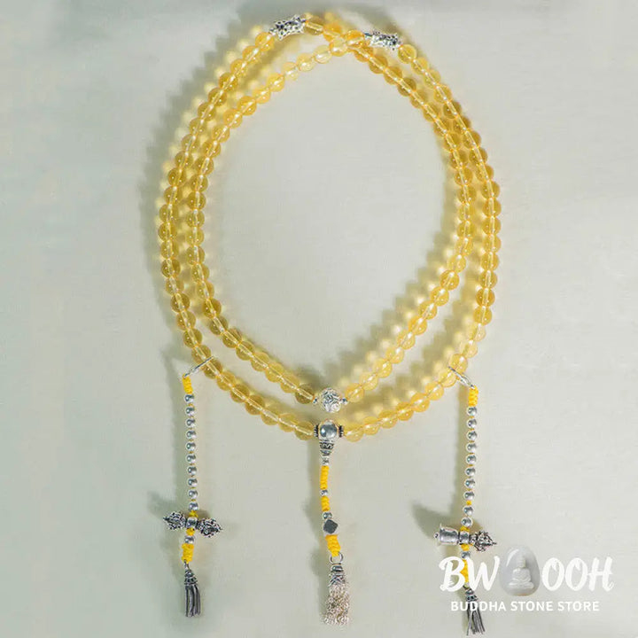 BWOOOH 108 Mala Beads bracelet, 6mm natural Citrine, Red Agate, White Jade, and 925 Sterling Silver beads. Features a sterling silver Lotus charm, symbolizing enlightenment and resilience. Elastic string, ideal for meditation and intention setting. - View 25