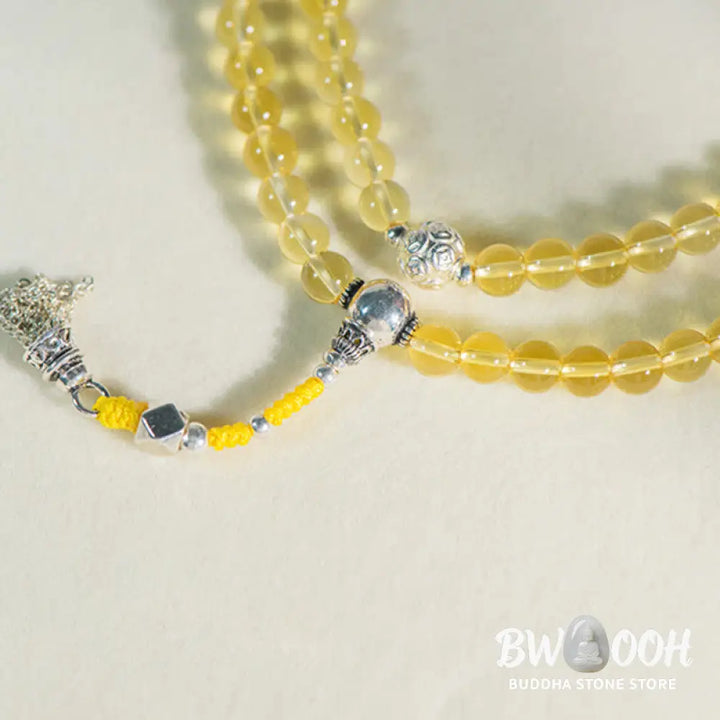 BWOOOH 108 Mala Beads bracelet, 6mm natural Citrine, Red Agate, White Jade, and 925 Sterling Silver beads. Features a sterling silver Lotus charm, symbolizing enlightenment and resilience. Elastic string, ideal for meditation and intention setting. - View 26