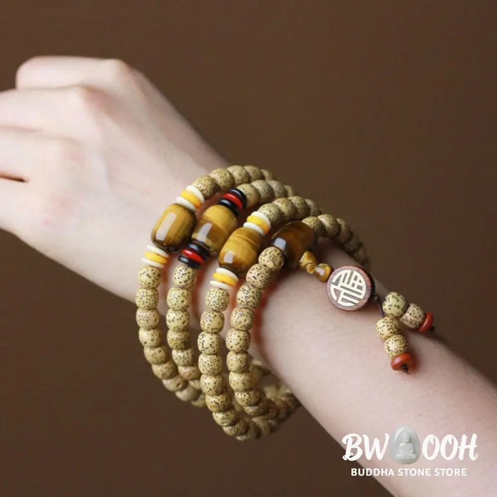 BWOOOH 108 Mala Beads Bodhi Seed &amp; Tiger&