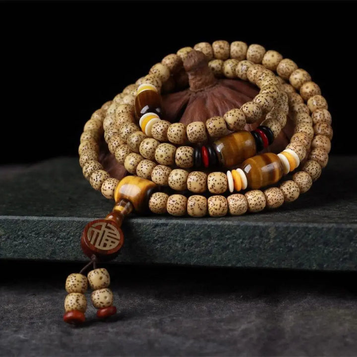BWOOOH 108 Mala Beads Bodhi Seed &amp; Tiger&