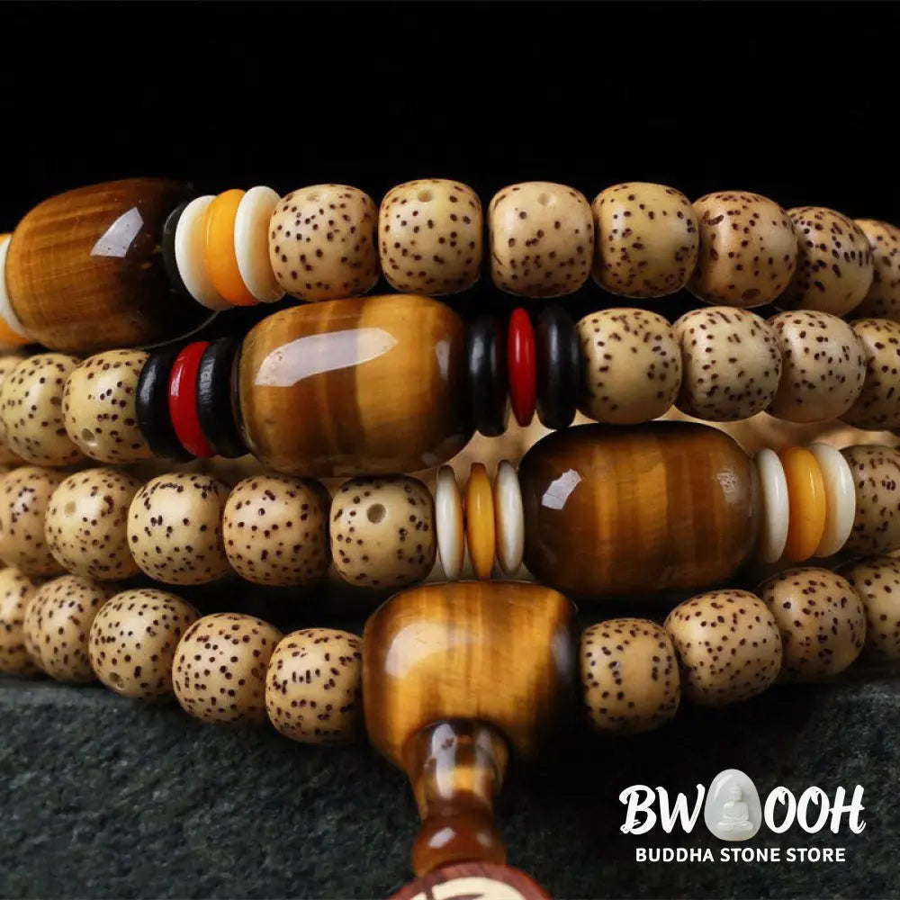 BWOOOH 108 Mala Beads Bodhi Seed &amp; Tiger&