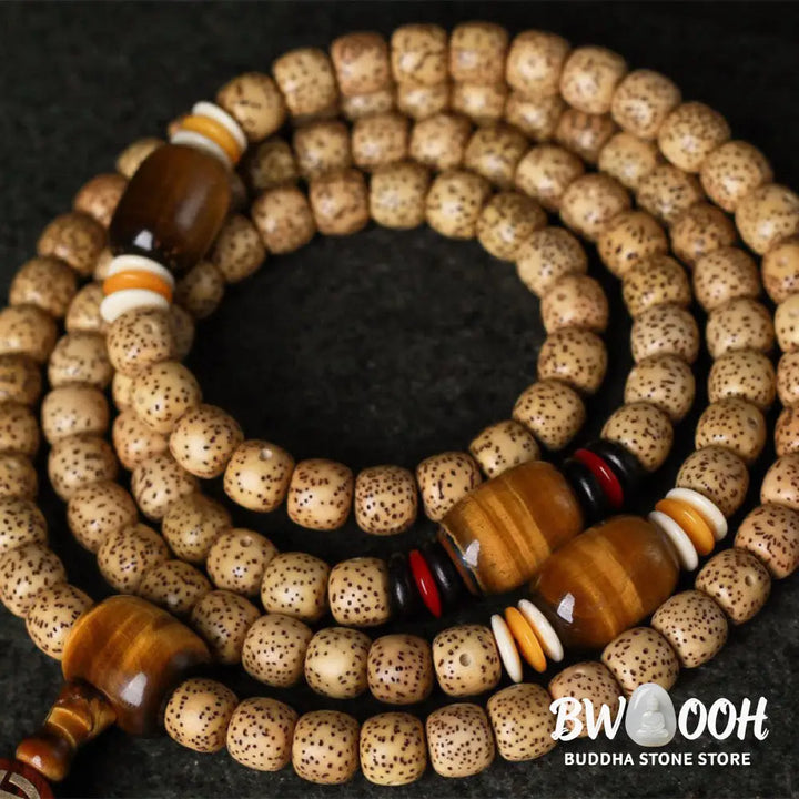 BWOOOH 108 Mala Beads Bodhi Seed &amp; Tiger&