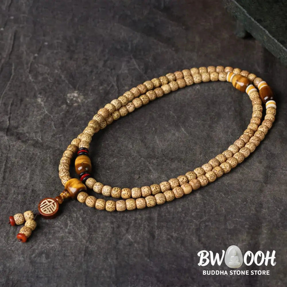 BWOOOH 108 Mala Beads Bodhi Seed &amp; Tiger&