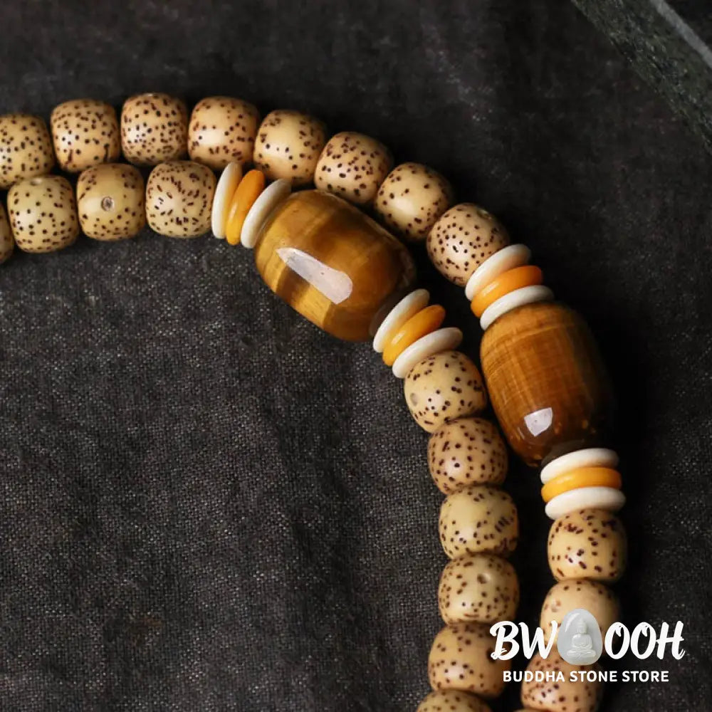BWOOOH 108 Mala Beads Bodhi Seed &amp; Tiger&
