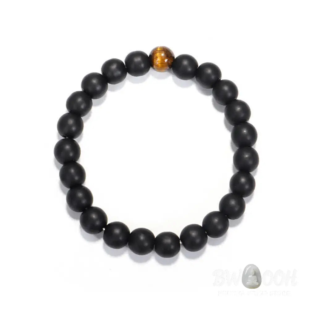 BWOOOH 108 Mala beads featuring frosted stone and natural tiger eye, worn as a balance bracelet and spiritual necklace pendant on elastic string. - View 4