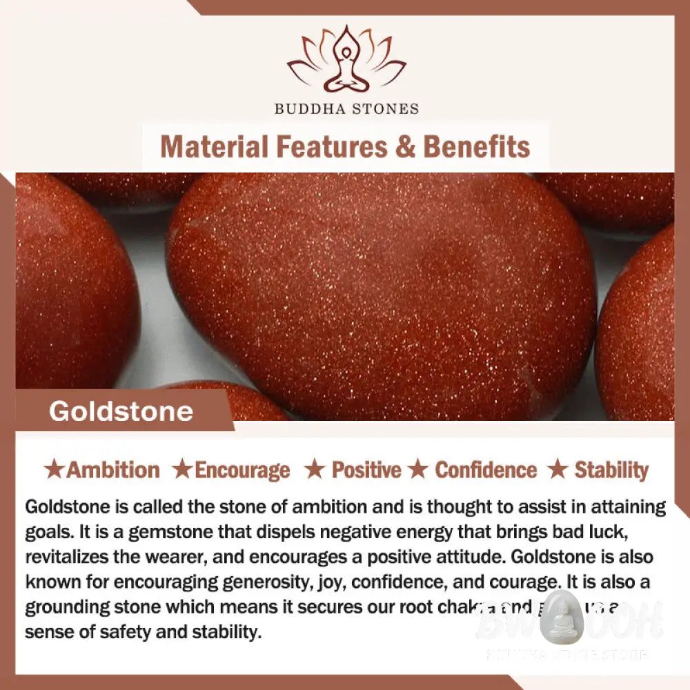 BWOOOH 108 Goldstone Mala Confidence Bracelet with Om Mani Padme Hum and Swastika symbols, promoting spiritual focus, balance, and positive energy during meditation. - View 9
