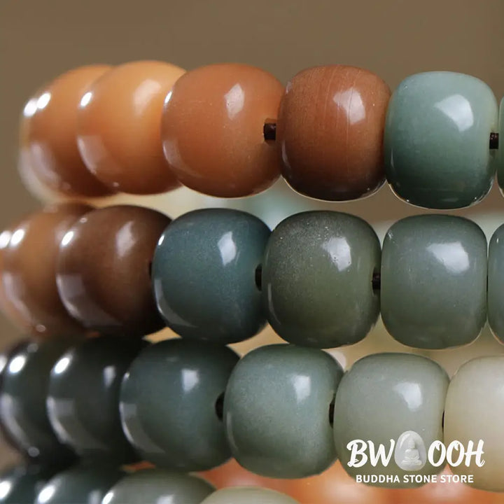 BWOOOH 108 Gradient Bodhi Seed Mala Bracelet with Green Tara Buddha Engraving for Peace, Harmony, and Mindfulness Meditation - View 4