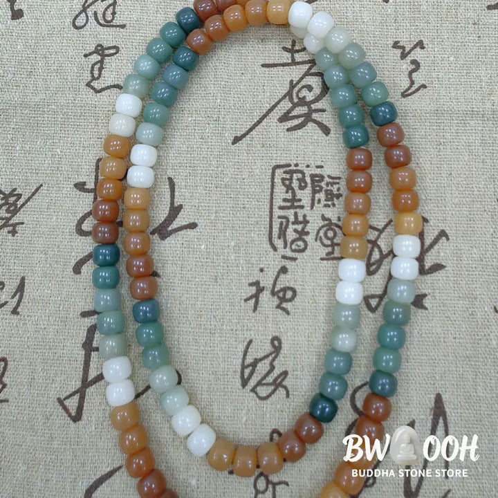 BWOOOH 108 Gradient Bodhi Seed Mala Bracelet with Green Tara Buddha Engraving for Peace, Harmony, and Mindfulness Meditation - View 9