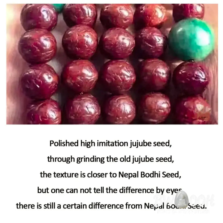 A BWOOOH 108-bead Nepal Bodhi Seed Mala bracelet, handcrafted with unique dark-speckled seeds on premium string, for meditation, enlightenment, and positive energy. - View 14