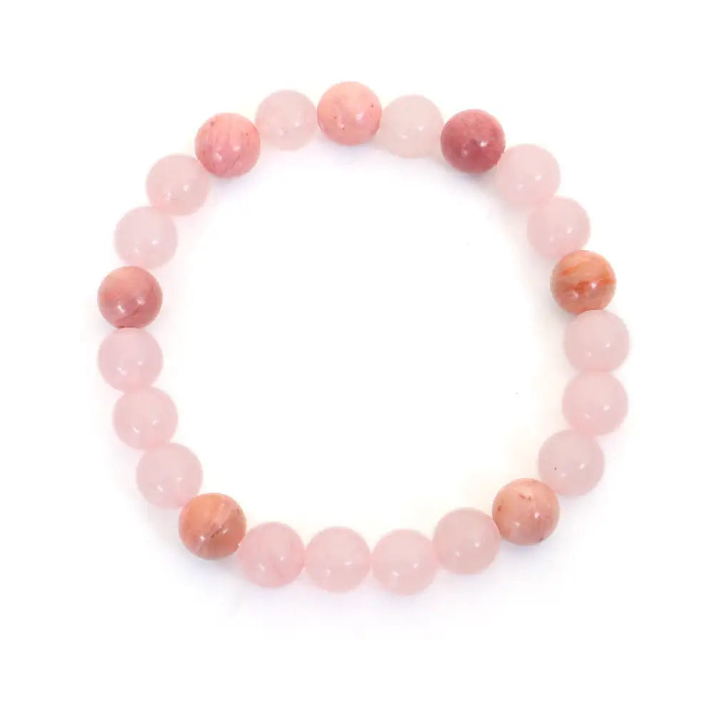 BWOOOH 108 Mala Beads Pink Crystal Love Tassel Bracelet, handcrafted with 8mm pink crystal beads on premium elastic string, featuring a matching love-inspired tassel, ideal for meditation, spiritual balance, and promoting self-acceptance. - View 4
