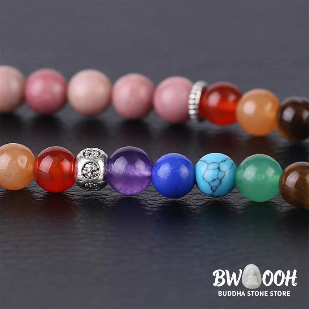BWOOOH 108 Mala beads bracelet featuring 6mm Rhodonite, Blue Crystal, and Lazulite. Handcrafted spiritual meditation accessory designed for healing, balance, and positive energy in daily wear. Unisex 75cm length. - View 5