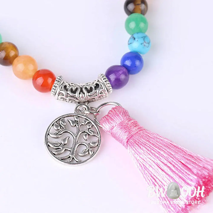 BWOOOH 108 Mala beads bracelet featuring 6mm Rhodonite, Blue Crystal, and Lazulite. Handcrafted spiritual meditation accessory designed for healing, balance, and positive energy in daily wear. Unisex 75cm length. - View 6