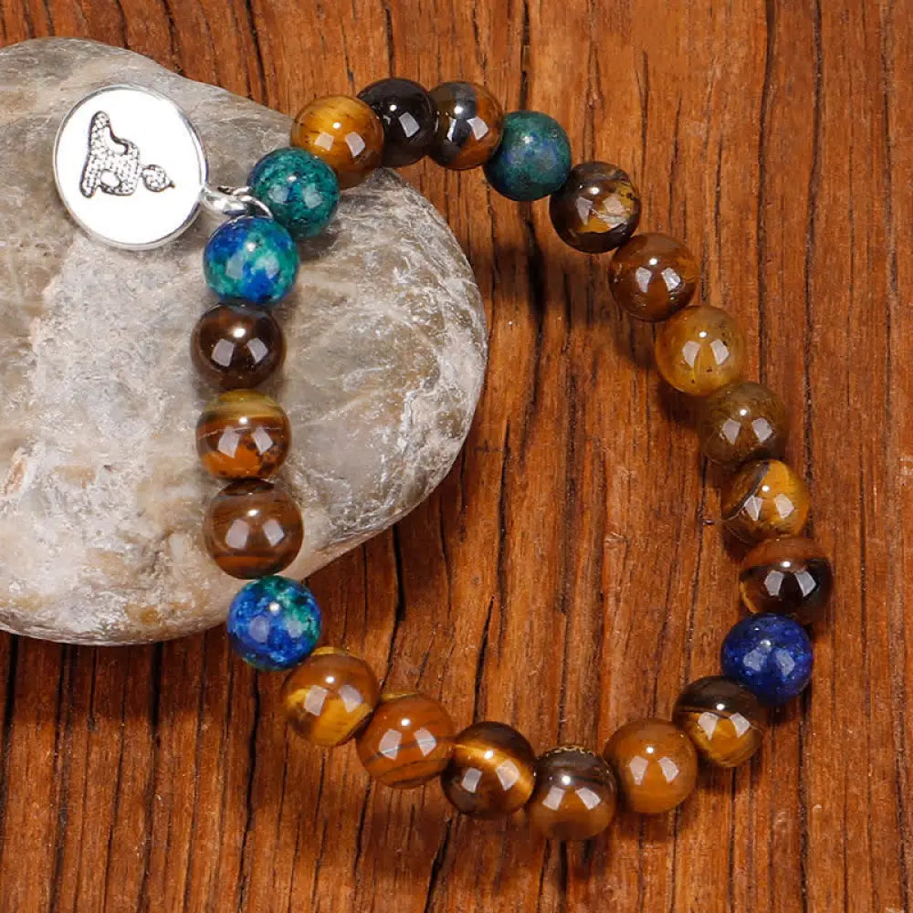 BWOOOH 108 Mala Beads Tiger Eye bracelet and tassel necklace, featuring natural Tiger Eye gemstones, a Buddha symbol for strength and serenity, ideal for meditation and spiritual focus. - View 3