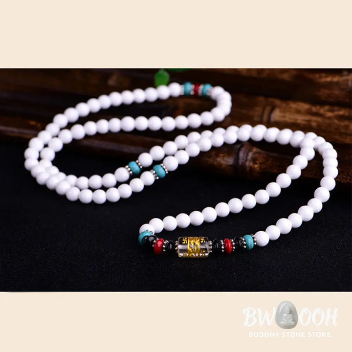 BWOOOH 108 White Porcelain Mala Beads Patience Bracelet. Features &