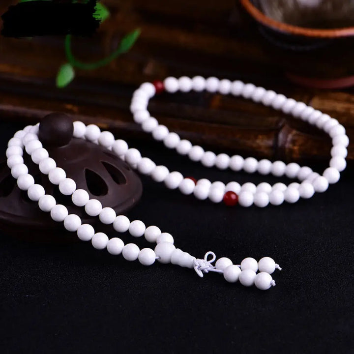 BWOOOH 108 White Porcelain Mala Beads Patience Bracelet. Features &