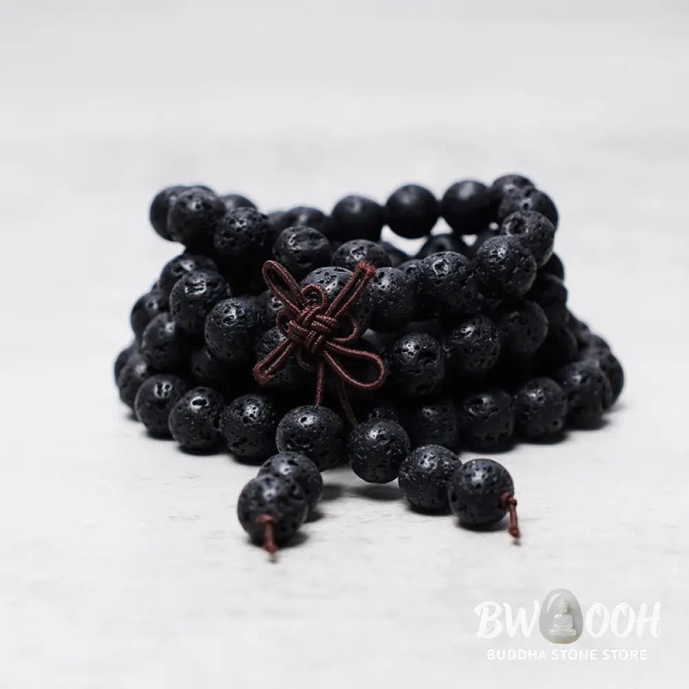 BWOOOH 108 Natural Lava Rock Beads Mala Bracelet Necklace, 8mm, for meditation, grounding, spiritual balance, and stress relief. - View 4