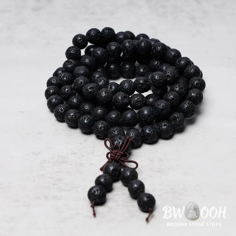 BWOOOH 108 Natural Lava Rock Beads Mala Bracelet Necklace, 8mm, for meditation, grounding, spiritual balance, and stress relief. - View 2