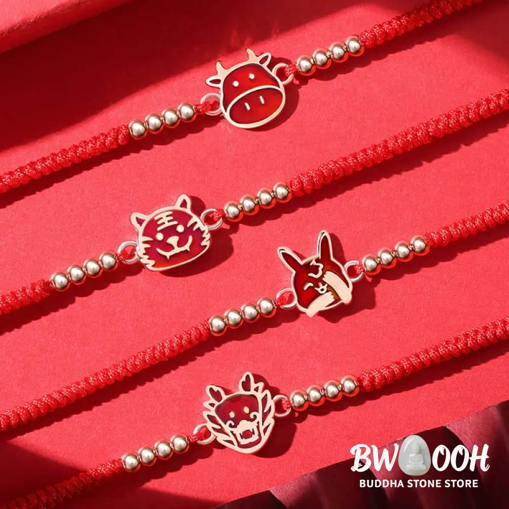 Buddha Stones 12 Chinese Zodiac Lucky Red String Bracelet - BWOOOH - Bracelet