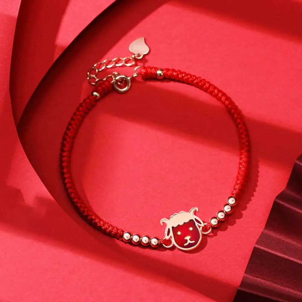 Buddha Stones 12 Chinese Zodiac Lucky Red String Bracelet - BWOOOH - Goat(Bracelet Size 14 + 3.5cm) - Bracelet