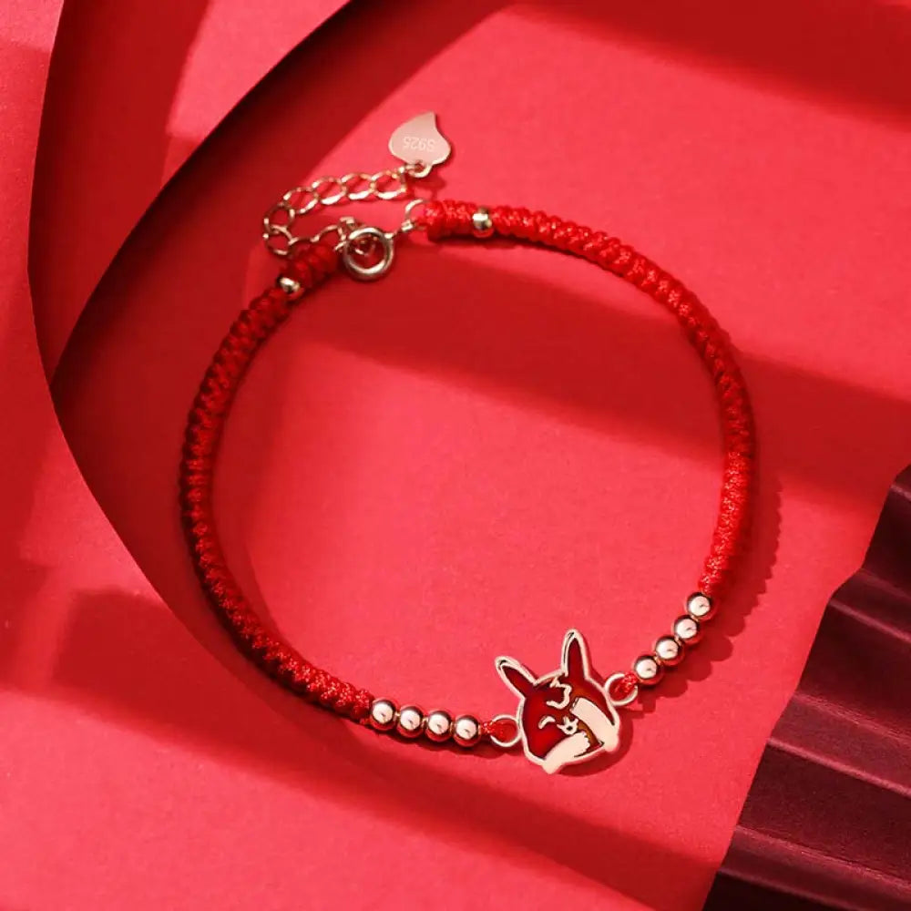 Buddha Stones 12 Chinese Zodiac Lucky Red String Bracelet - BWOOOH - Rabbit(Bracelet Size 14 + 3.5cm) - Bracelet