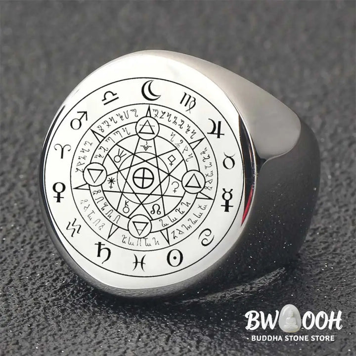 Buddha Stones 12 Constellations of the Zodiac Protection Blessing Ring - BWOOOH - Rings