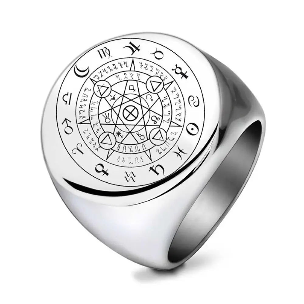 Buddha Stones 12 Constellations of the Zodiac Protection Blessing Ring - BWOOOH - Silver / US7 - Rings